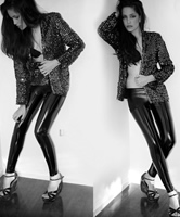 Black White Wetlook Super Tights Pic