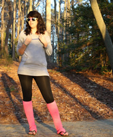 Nerd Girl brünett, Yogapants Walk Foto