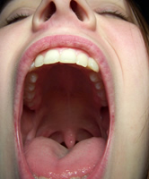 Vor dem Oralsex den Mund schön weit aufgerissen