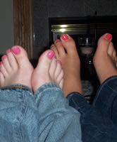 Pink & rot lackierte Zehen