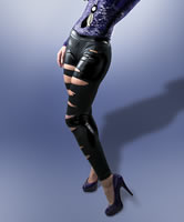 Fotomodel in gerippten Leggings