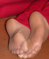 Sohle, transparente Strumpfhose Nahaufnahme