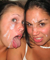 Kumpel Cumshot und Gesichtsbesamung bei Freundinnen aus der Schule